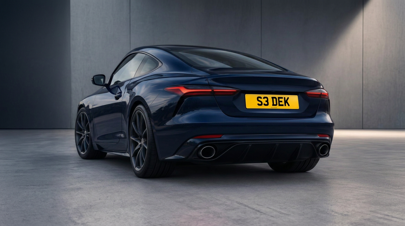 Dark performance car displaying registration S3 DEK